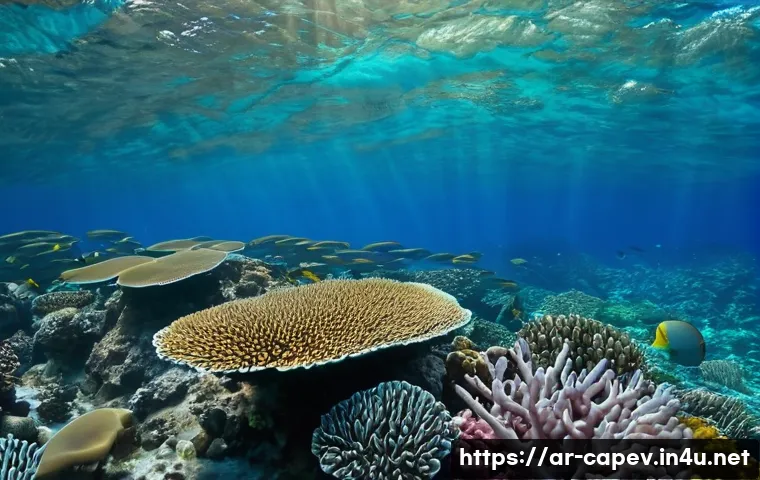 카보베르데 스노클링 명소 - A vibrant underwater scene in Cabo Verde featuring diverse coral reefs teeming with colorful marine ...